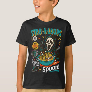 Camiseta Stab-a-loops Horror Cereal Box Halloween Killer Br