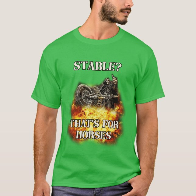 Camiseta stable thats for horses badass skeleton retro (Frente)