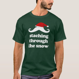 Camiseta Staching através do mustach engraçado do Natal da