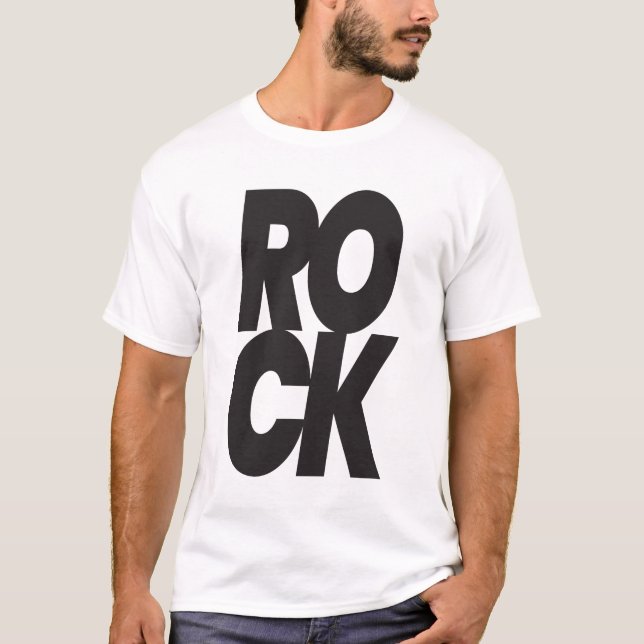 Camiseta Stacked Rock Typography (Frente)