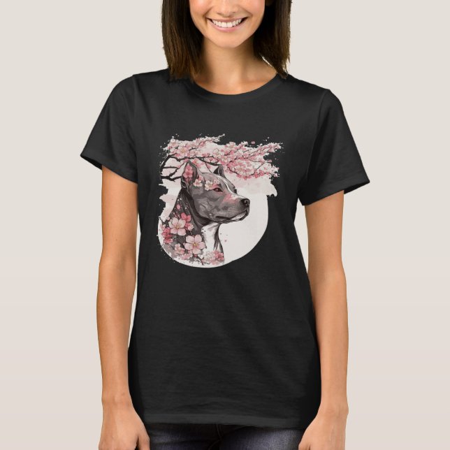 Camiseta Staffordshire Bull Terrier Cherry Blossom Dog Bree (Frente)