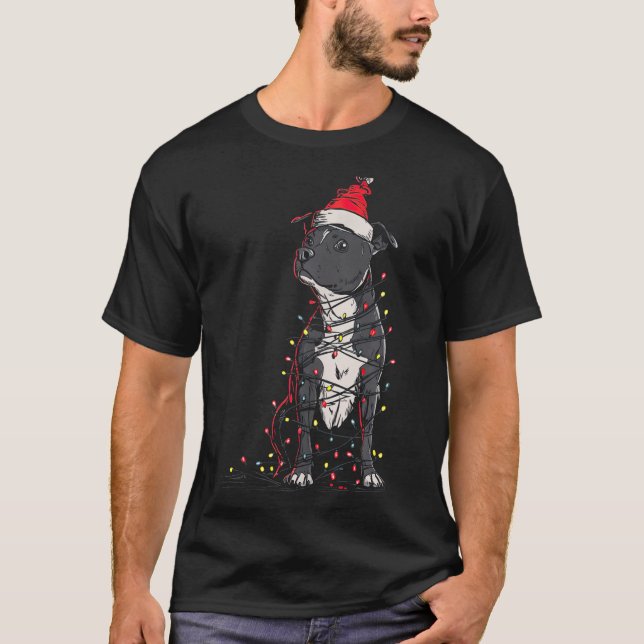 Camiseta Staffordshire Bull Terrier Christmas Graphics Dog  (Frente)