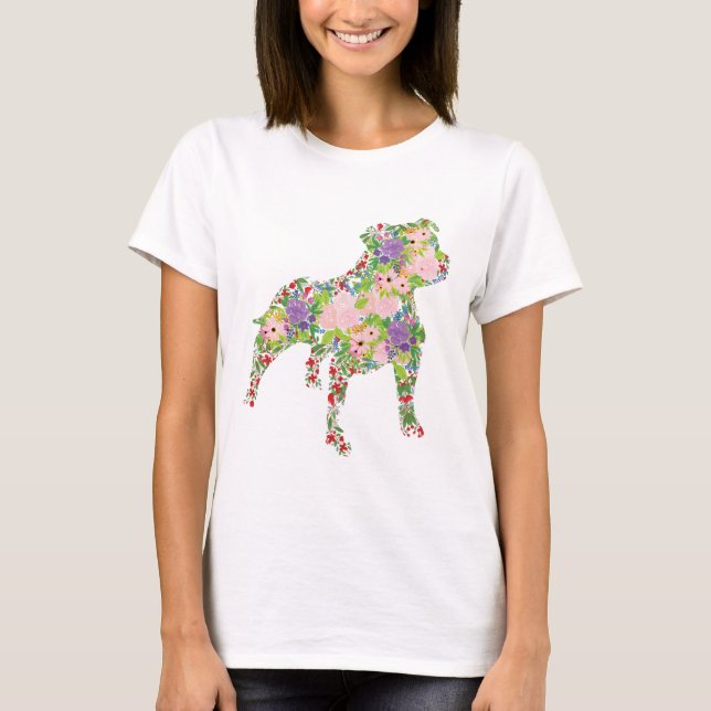 Camiseta Staffordshire Bull Terrier Floral (Frente)