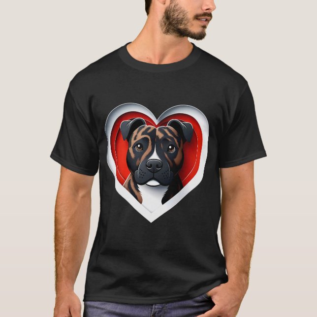 Camiseta Staffordshire Bull Terrier Heart Cute Staffy Puppy (Frente)