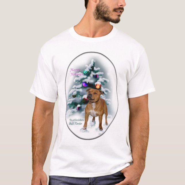 Camiseta Staffordshire Bull Terrier Natal Gifts (Frente)