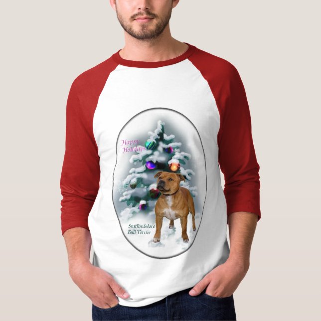Camiseta Staffordshire Bull Terrier Natal Gifts (Frente)
