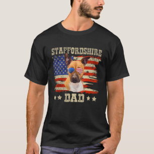 Camiseta Staffordshire Pai Merica American Flag Dog Men Jul
