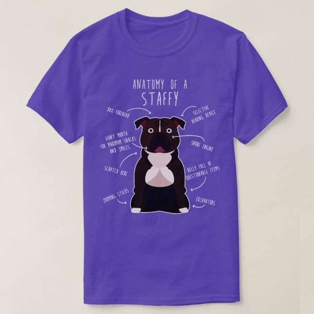 Camiseta Staffordshire Terrier Staffy Anatomy 1 (Frente do Design)