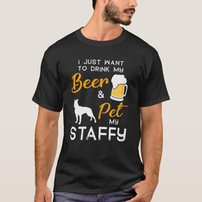Camiseta Staffy Dog Beer Lover Proprietário de Natal Gif (Frente)