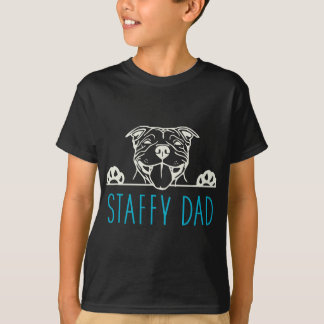 Camiseta Staffy Pai com Staffordshire Bull Terrier Dog