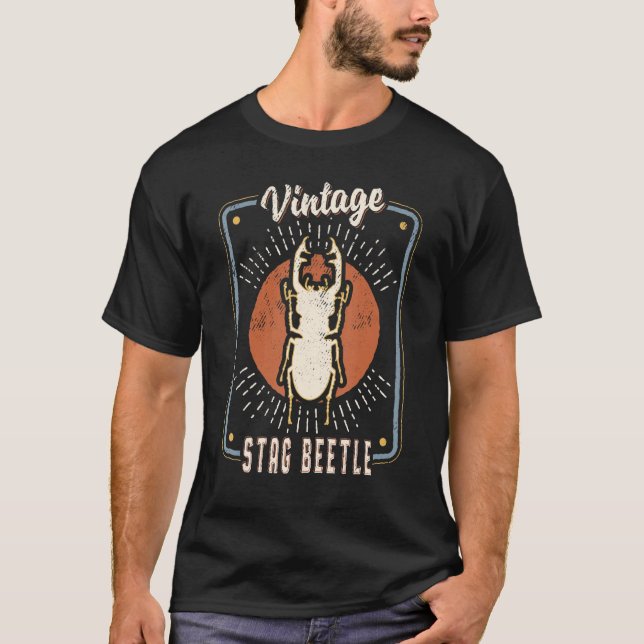 Camiseta Stag Beetle Vintage Retro Classic Animal Love (Frente)