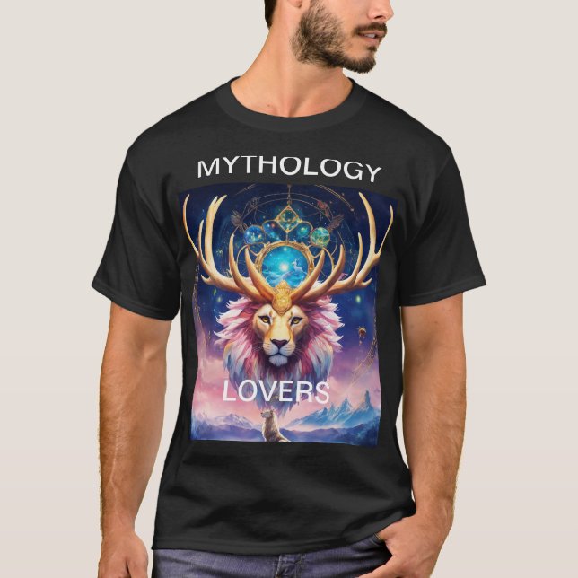 Camiseta Stag Celestial Lion: Fusão Mítica (Frente)