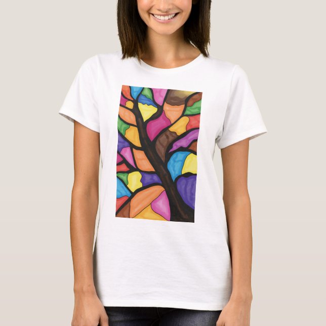 Camiseta Stain glass tree art  (Frente)