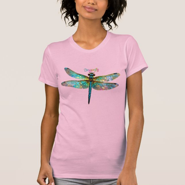 Camiseta Stained Glass Colorful Dragonfly (Frente)