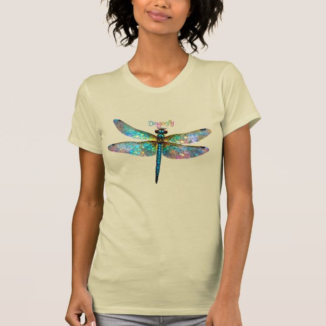 Camiseta Stained Glass Colorful Dragonfly (Frente)