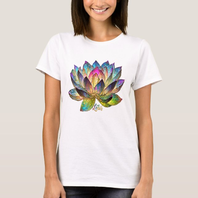 Camiseta Stained Glass Colorful Lotus Flower (Frente)