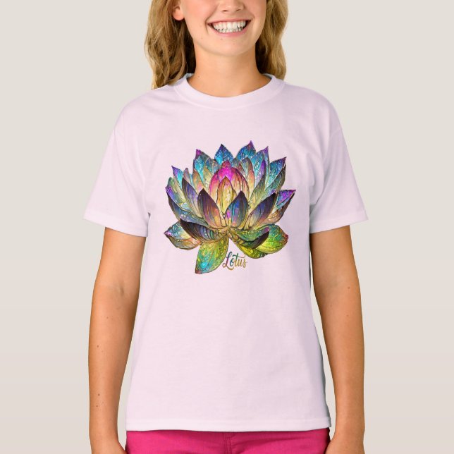 Camiseta Stained Glass Colorful Lotus Flower  (Frente)