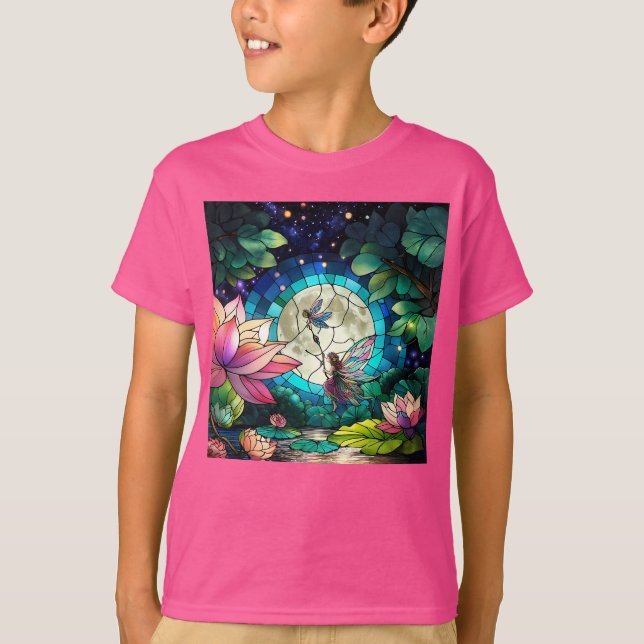 Camiseta Stained Glass Little Fairy With Dragonfly (Frente)