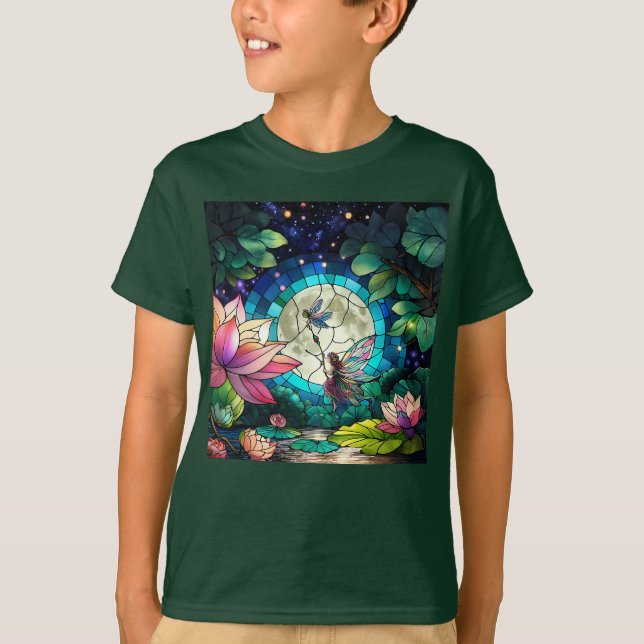 Camiseta Stained Glass Little Fairy With Dragonfly (Frente)