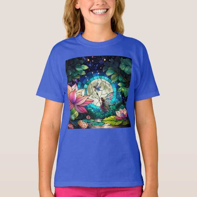 Camiseta Stained Glass Little Fairy With Dragonfly (Frente)