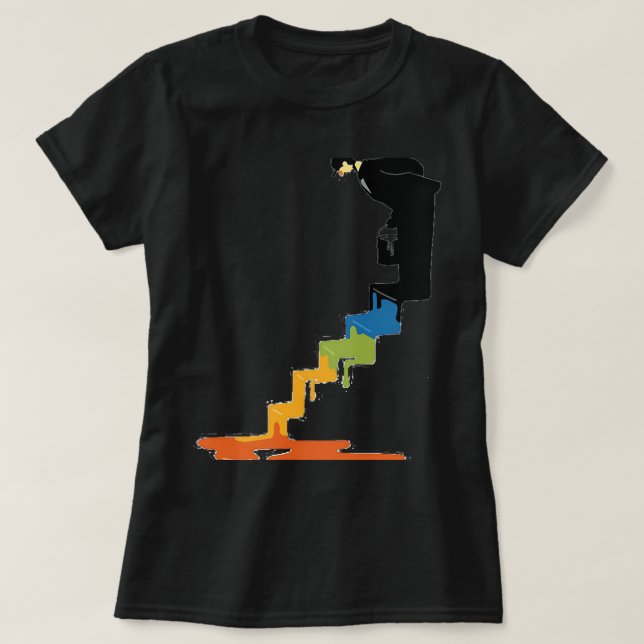 Camiseta Stair Painter Abstrato 024 em algodão mole T (Frente do Design)