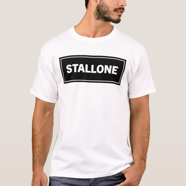 Camiseta Stallone T-shirt preta em branco (Frente)