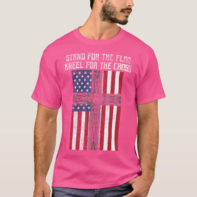 Camiseta Stand Flag Kneel atravessa Deus Jesus América Cris (Frente)