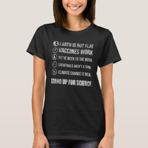 Camiseta Stand Up for Science Earth não é uma vacina plana