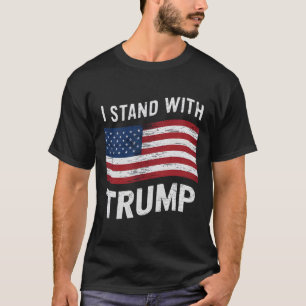 Camiseta Stand With Trump American Flag Men Mulher Usa Vint