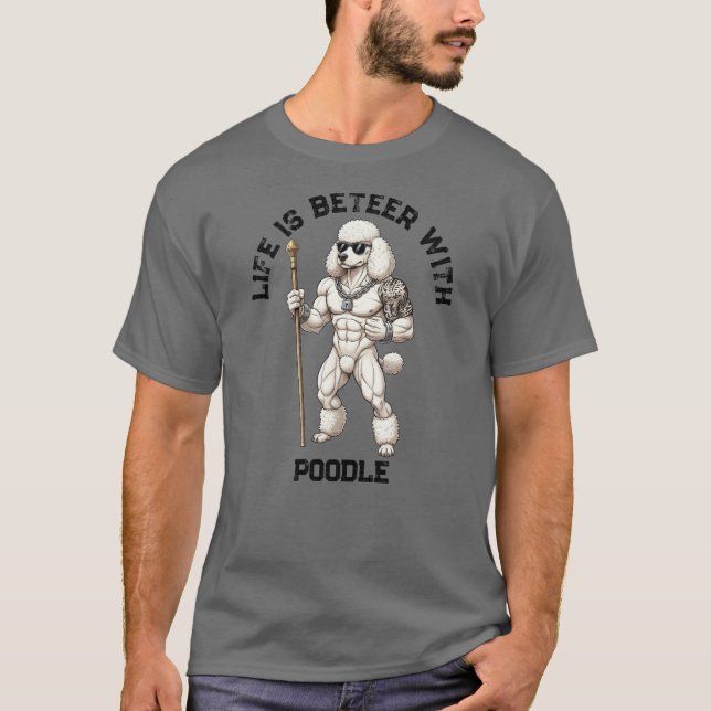 Camiseta Standard Poodle , muscular, tattooed, bodybuilder (Frente)