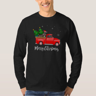 Camiseta Standard Schnauzer Caminhão Vermelho Árvore de Nat