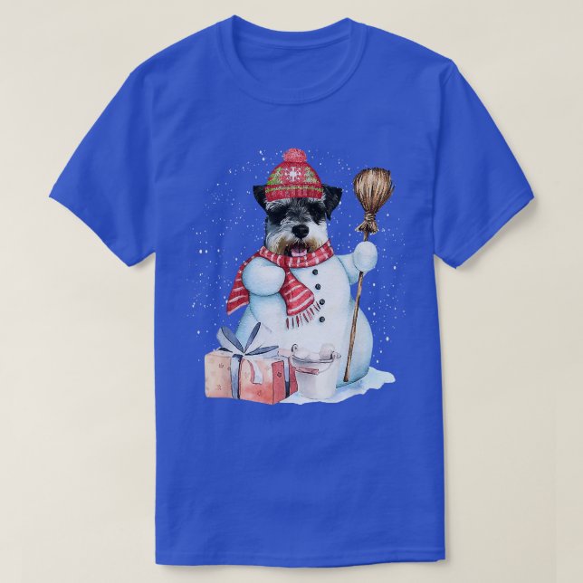 Camiseta Standard Schnauzer Snowman Noite Natal Do (Frente do Design)