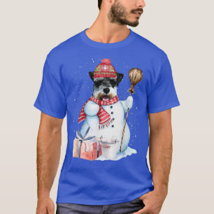 Camiseta Standard Schnauzer Snowman Noite Natal Do