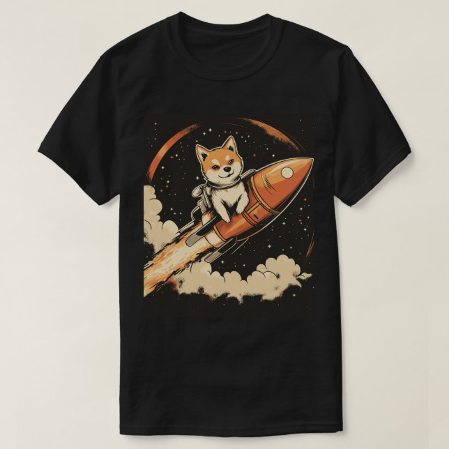 Camiseta Stanley Shiba Inu em uma camiseta-foguete (Frente do Design)