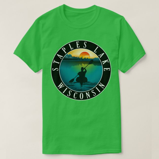 Camiseta Staples Lake Wisconsin Kayaking (Frente do Design)