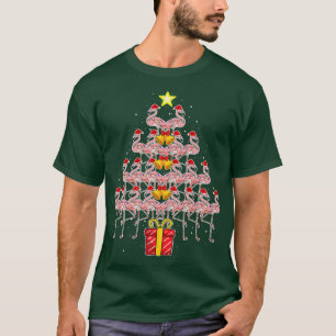 Camiseta Star Flamingo Árvore de Natal Funny Pink Santa Hat