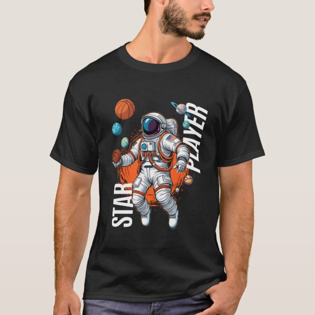 Camiseta Star Player - Vibes de Basquete de Espaço (Frente)