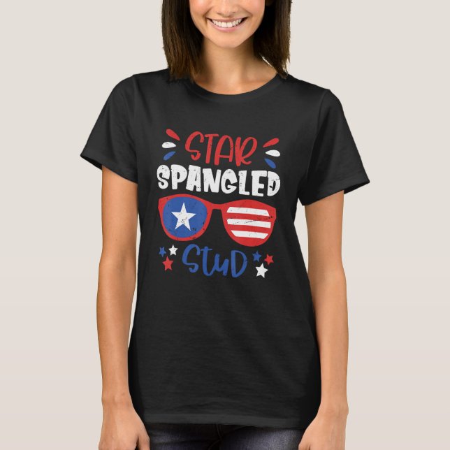 Camiseta Star Spangled Study 4 de julho Toddler Outfit Patr (Frente)