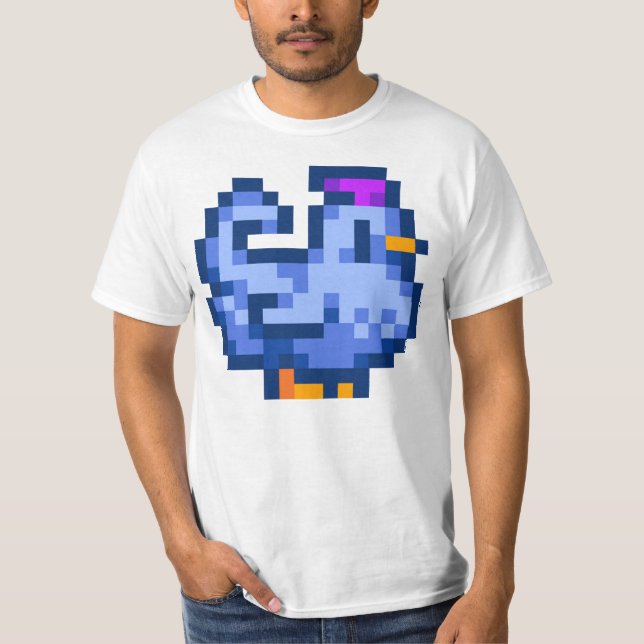 Camiseta Stardew Valley Shane&x27;s Blue Chicken Sticker &a (Frente)