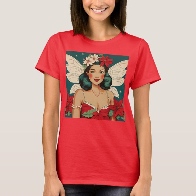 Camiseta Starlet de Pin-Up de Natal Tropical de Retro (Frente)