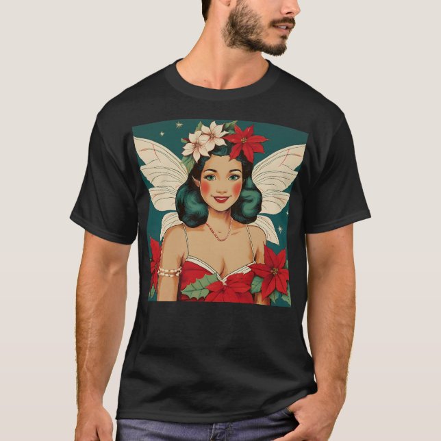 Camiseta Starlet de Pin-Up de Natal Tropical de Retro (Frente)