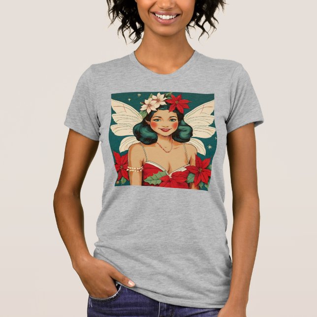 Camiseta Starlet de Pin-Up de Natal Tropical de Retro (Frente)