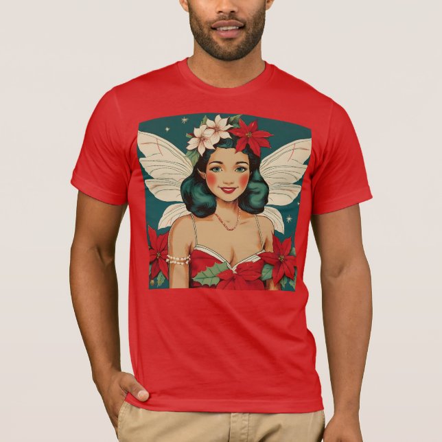 Camiseta Starlet de Pin-Up de Natal Tropical de Retro (Frente)