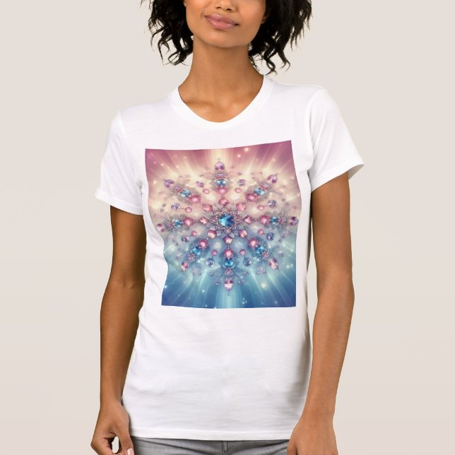 Camiseta Starlight Crystal Snowflake — Pastel Gem Mandala (Frente)