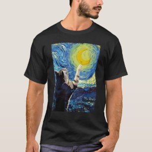 Camiseta StarNight Cat Painting Kitten Kitten Cat Mãe Pai