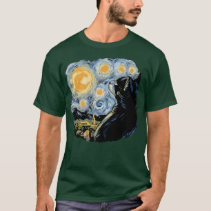 Camiseta Starnight Cat, Van Gogh Cat, Cat Lover, Cat Mãe