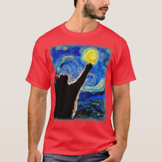 Camiseta StarNight Cat Van Gogh Cat Lover Cat Cat Cat Mãe C