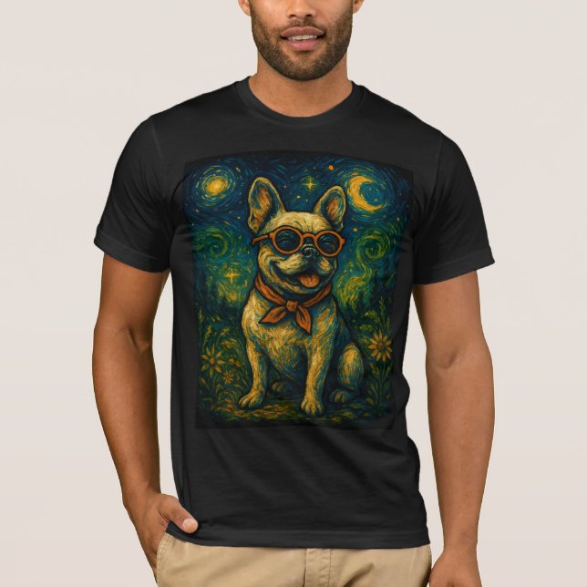 Camiseta Starnight Dog Estilo de Arte Engraçado Óculos Retr (Frente)