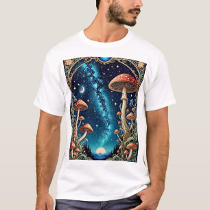 Camiseta Starry Mushroom T-Shirt Encantado Céu Noturno