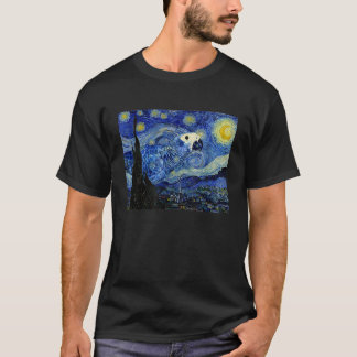 Camiseta Starry Night African Cinza Parrot Van Gogh Art Bir
